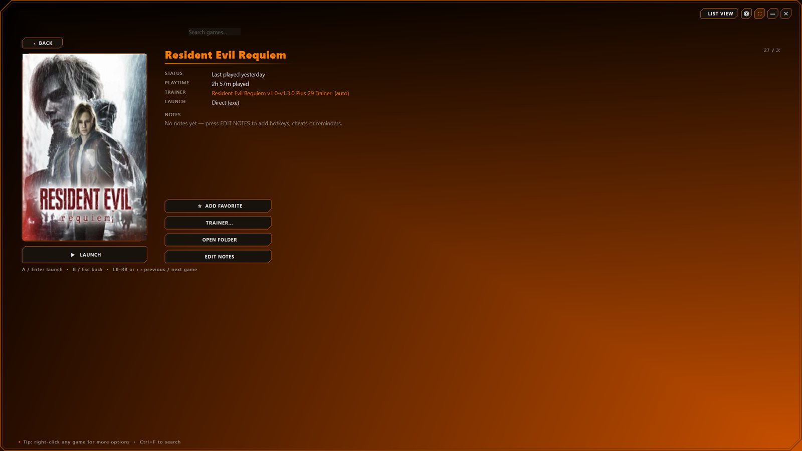 The Vault game detail page